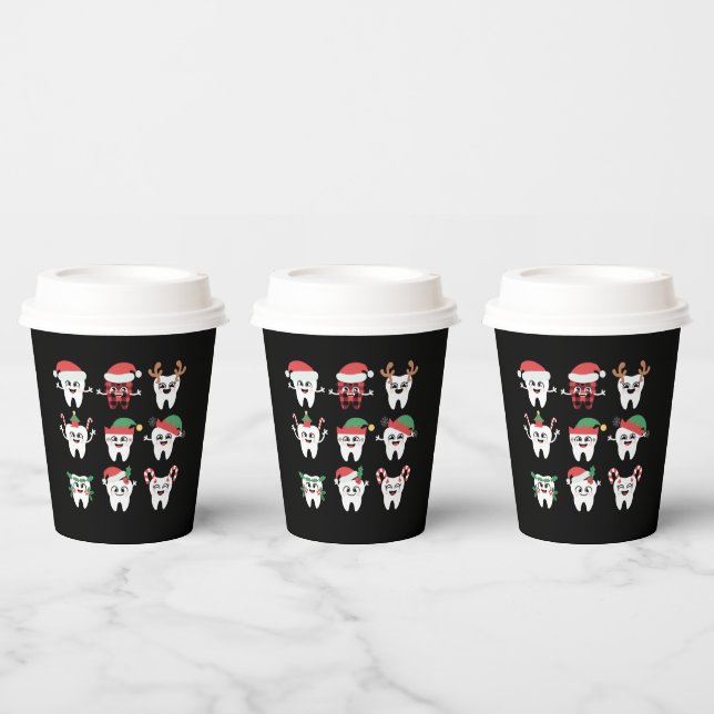 Gobelets En Papier Drôle Dental Noël Dents mignon Noël Dentiste (Multi)