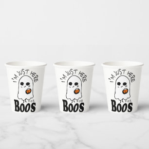 Gobelets En Papier Drôle Juste ici pour les Boos, Halloween