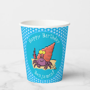 Gobelets En Papier Drôle mignon caricature pourpre crabe ermite