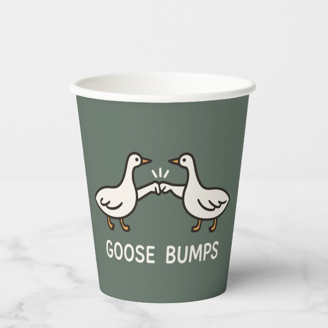 Gobelets En Papier Drôle Oie Bumps Caricature | Oie de bosse de poing (Recto)