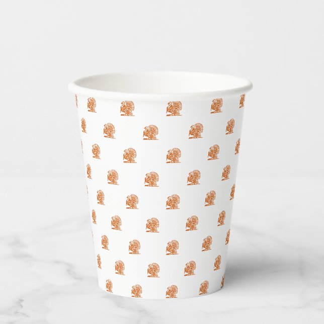 Gobelets En Papier Drôle orange dinde mignonne motif Thanksgiving (Recto)