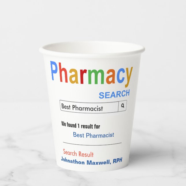 Gobelets En Papier Drôle personnalisé Meilleur cadeau Pharmacien (Recto)