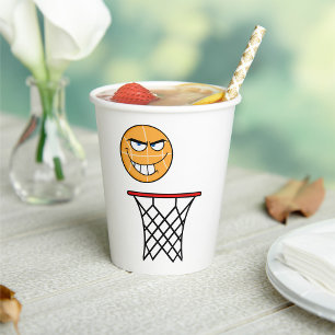 Gobelets En Papier Drôle souriant Basketball visage Dunking
