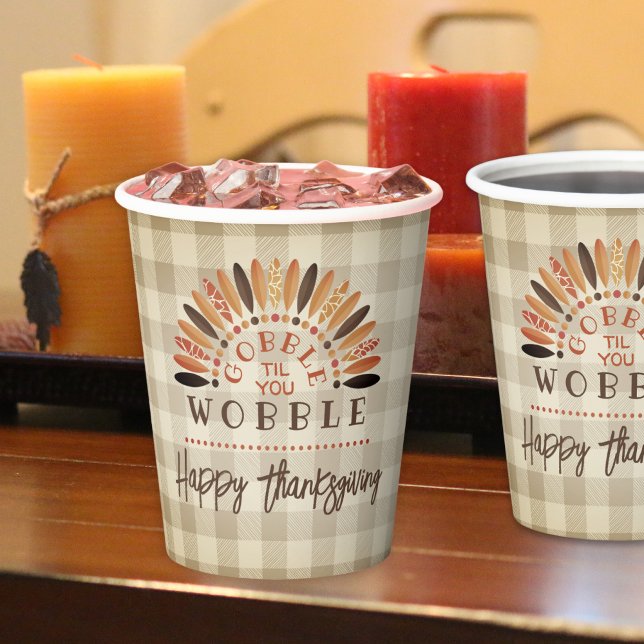 Gobelets En Papier Drôle Thanksgiving Gobble Jusqu'à ce que vous tour (Créateur téléchargé)