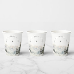 Gobelets En Papier Dusky Winter Snow Mountain Mariage paysage