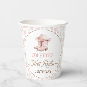 Gobelets En Papier Dusty Pink Cowgirl Bottes Premier Rodéo 1er Annive