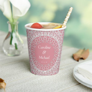 Gobelets En Papier Dusty rose personnalisable Mariage tasse de papier