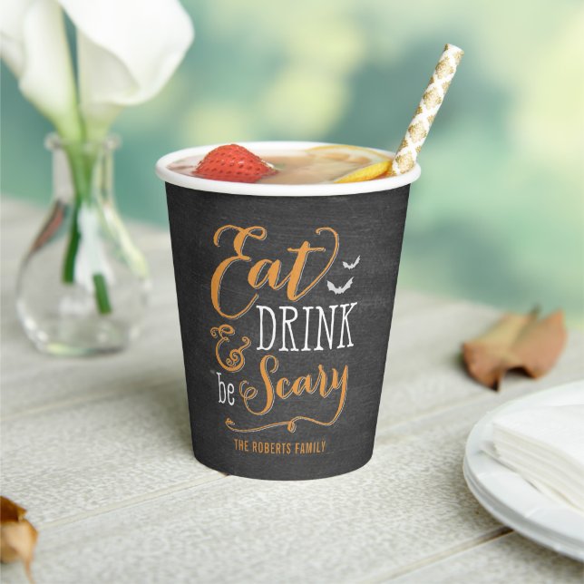 Gobelets En Papier Eat Drink Be Effrayant Halloween Party Paper Cup (Insitu)