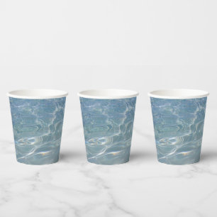 Gobelets En Papier Eau des Caraïbes Bleu Abstrait Nature