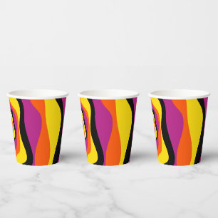 Gobelets En Papier Ebb et flux 4 - Noir, rose, orange et jaune