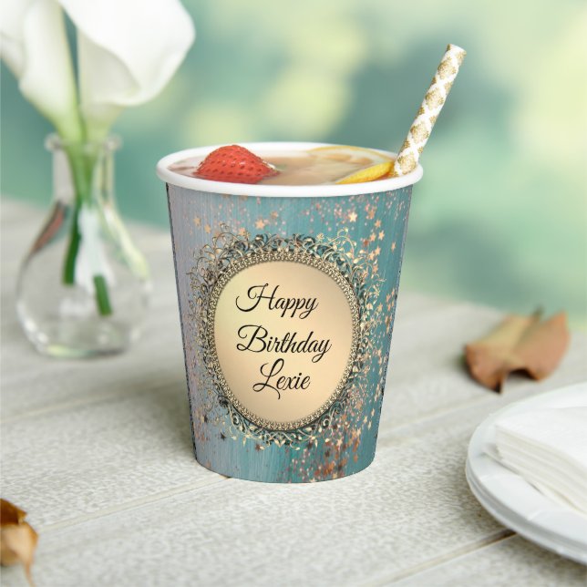 Gobelets En Papier Écran de poussière d'étoile sur Turquoise bleu (Insitu)