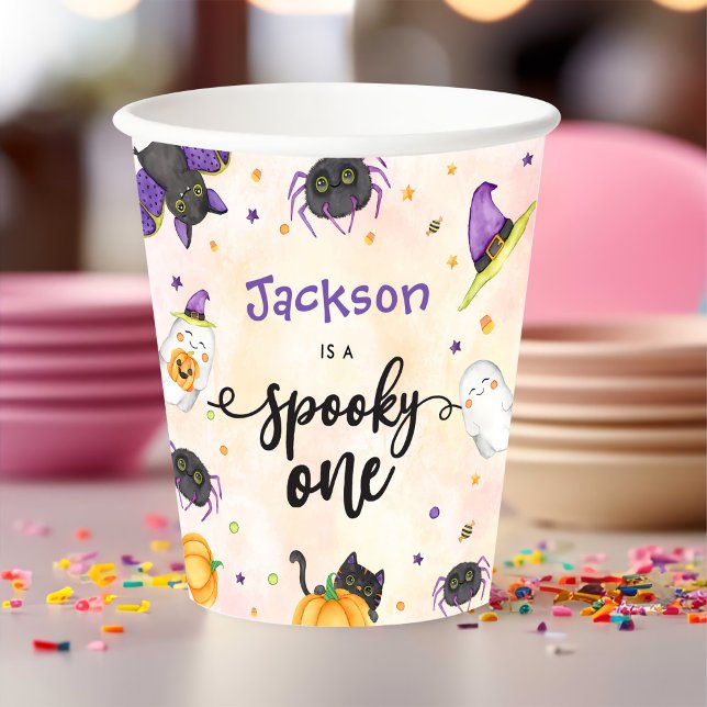 Gobelets En Papier Éffrayant Un Halloween 1er Anniversaire (Créateur téléchargé)
