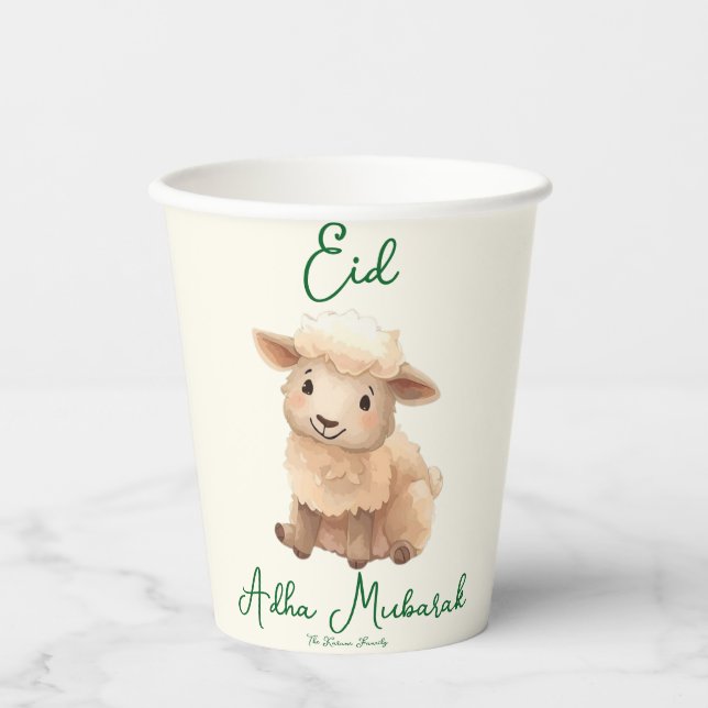 Gobelets En Papier Eid  Al Adha Beige Cute  Sheep Dinner  (Recto)