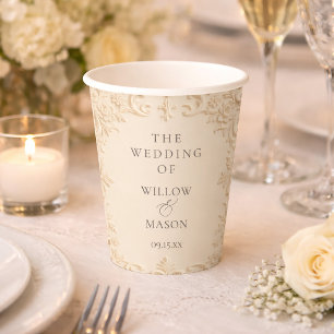 Gobelets En Papier Élégance Baroque de Mariage