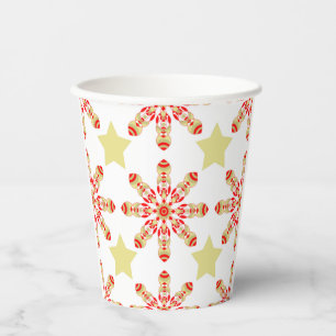Gobelets En Papier Elégance festive : rouge et or étoile motif