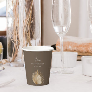 Gobelets En Papier Élégant Baby shower botanique rustique