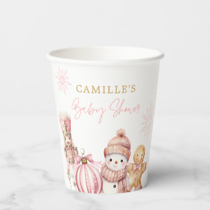 Gobelets En Papier Elégant Baby shower de fille d'hiver