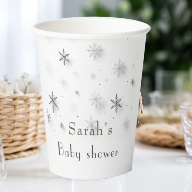 Gobelets En Papier Élégant Baby shower d'hiver Snowflakes (Créateur téléchargé)