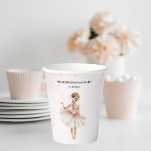 Gobelets En Papier Élégant Ballerine Rose Anniversaire 