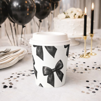 Gobelets En Papier Elegant Black Bow Birthday
