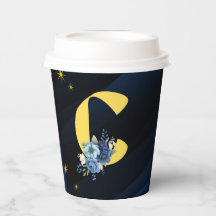 Élégant bleu royal et or avec initiale "C"