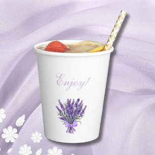 Gobelets En Papier Élégant Bow Lavender Fête des mariées florale