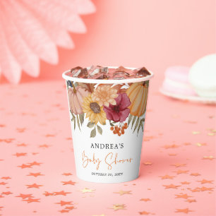 Gobelets En Papier Élégant Citrouille Automne Automne Baby shower Fle