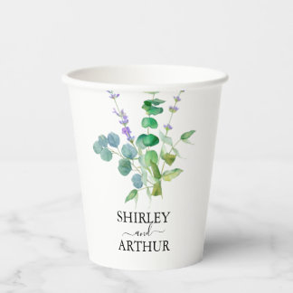 Gobelets En Papier Elegant Eucalyptus Greenery Wedding