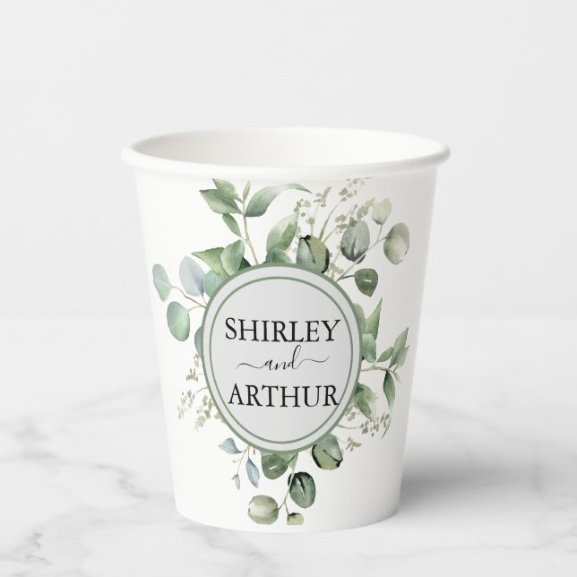 Gobelets En Papier Elegant Eucalyptus Greenery Wedding (Recto)