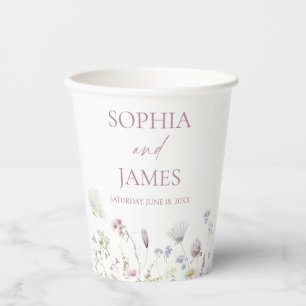 Gobelets En Papier Élégant Fleur de Fleur Sauvage Fleurs Mariage