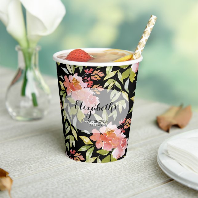 Gobelets En Papier Élégant floral aquarelle pour enterrement de vie d (Insitu)