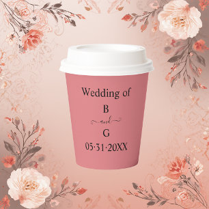 Gobelets En Papier Élégant mariage monogramme minimal d'abricot