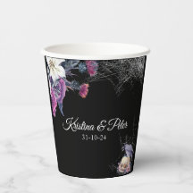Élégant noir violet gothique Mariage crâne floral