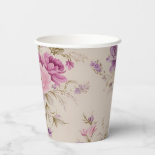 Gobelets En Papier Élégant Pastel Rose & Purple Garden Blooms