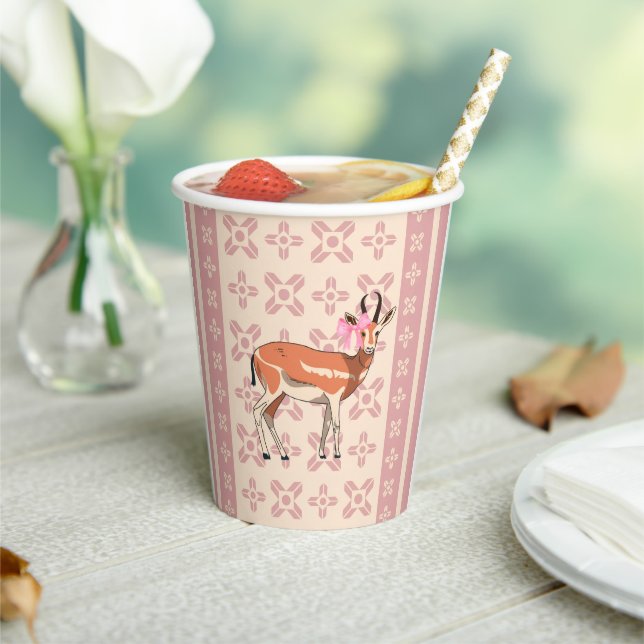 Gobelets En Papier Elegant Pink Doe-patterned Christmas  (Insitu)