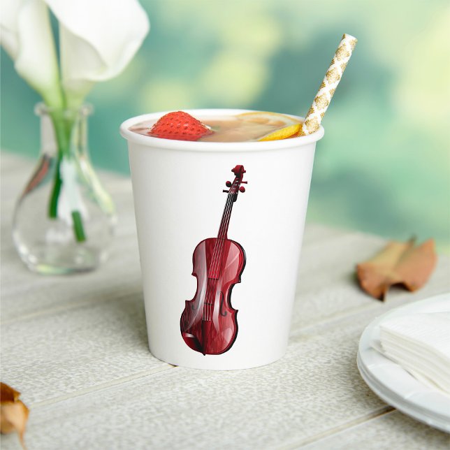 Gobelets En Papier Elegant Red Violin Musical Instrument (Créateur téléchargé)