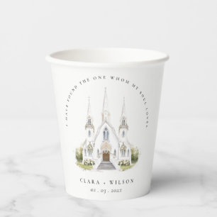 Gobelets En Papier Élégant simple catholique Mariage de l'église aqua