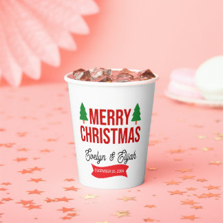 Gobelets En Papier Elegant White Red Green Holiday Celebration Paper 