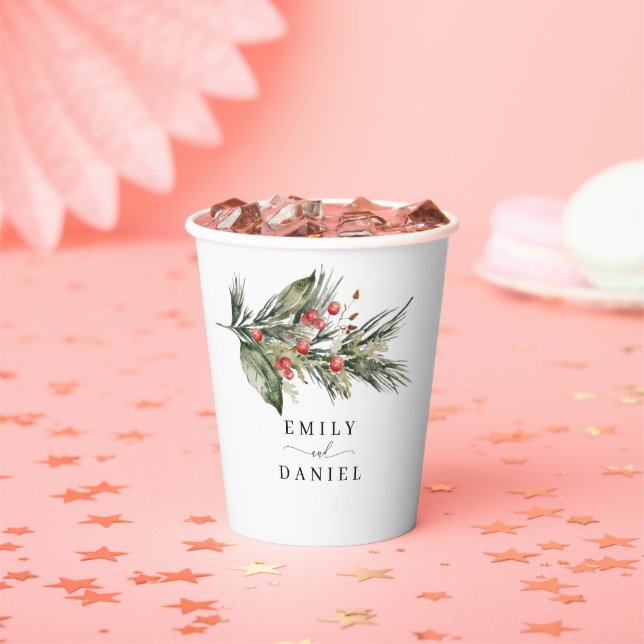 Gobelets En Papier Elégante aquarelle Coupes en papier de Noël (Insitu)