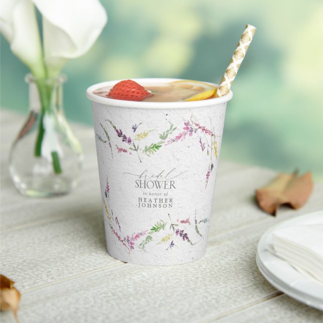 Gobelets En Papier Elégante aquarelle Fleur sauvage Fête des mariées  (Insitu)