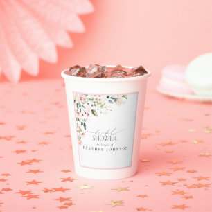 Gobelets En Papier Elégante aquarelle rose Fête des mariées florale