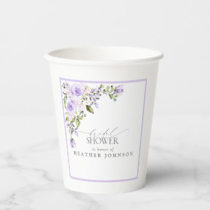 Gobelets En Papier Élégante Lavande Lavande Fête des mariées florale