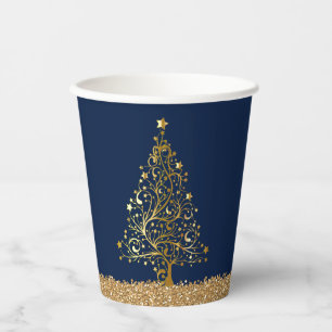 Gobelets En Papier Élégante Noël Nouvel An Parties scintillant d'or b
