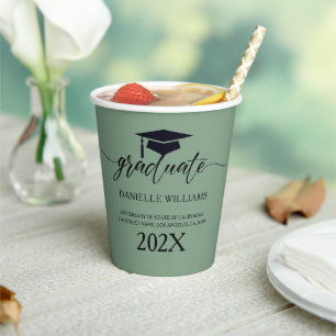 Gobelets En Papier Élégante Typographie Noire Sur Sage Green Arrière 