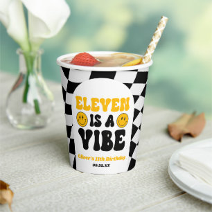 Gobelets En Papier Eleven Is A Vibe Retro 11e Anniversaire Fête
