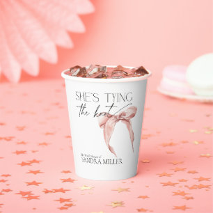 Gobelets En Papier Elle Attache le Nœud Rose Pâle Nœud Lavande Mariag