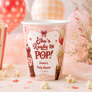 Gobelets En Papier Elle est prête à faire éclater la Baby Shower Ging