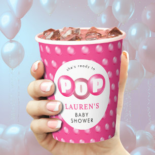 Gobelets En Papier Elle est prête à taper Bubblegum Baby shower fille
