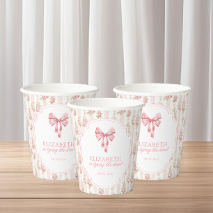 Gobelets En Papier Elle noue le nœud papillon Coquette Shower de mari