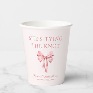 Gobelets En Papier Elle Noue le Nœud Rose Pâle Coquette Shower